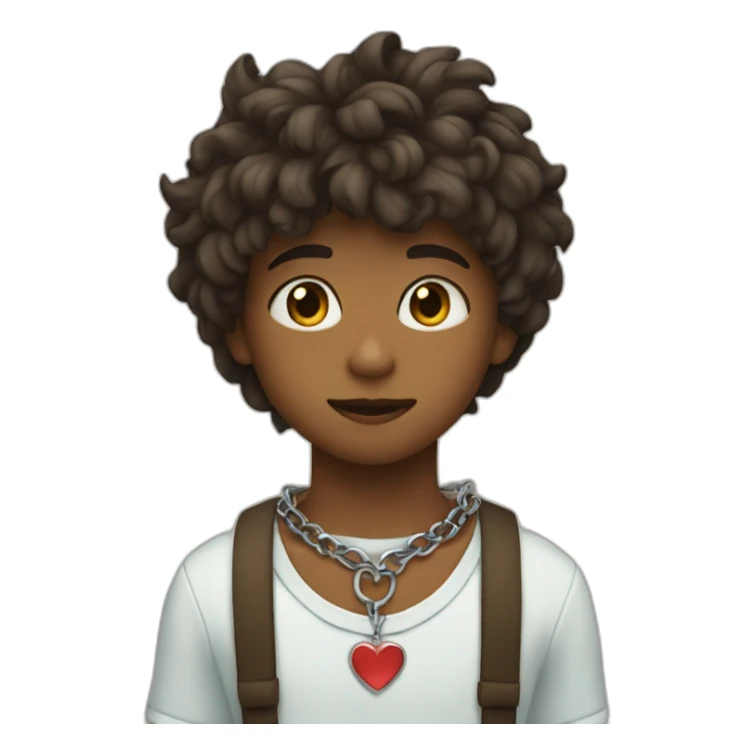 Boy with cat heart and a cute choker with an iron hearth on it sticker