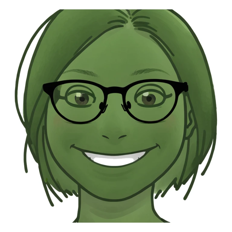 girl with glasses and smile sticker