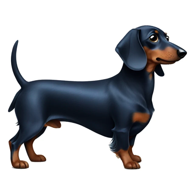 Dark fur Dachshund with long legs in blue collar  sticker
