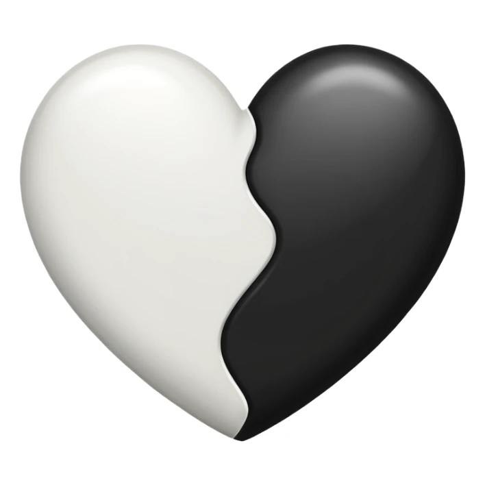 half black half white heart emoji sticker