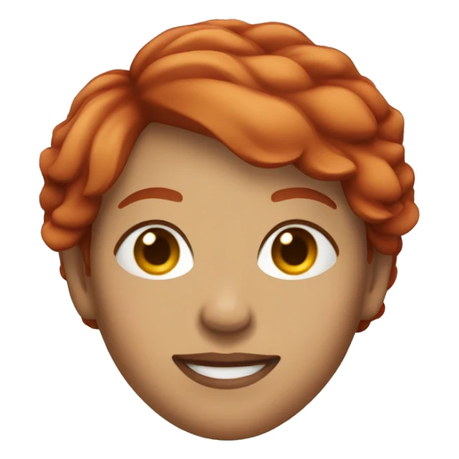 woman with short red hair looking sideays and blnking one eye while smiling sticker