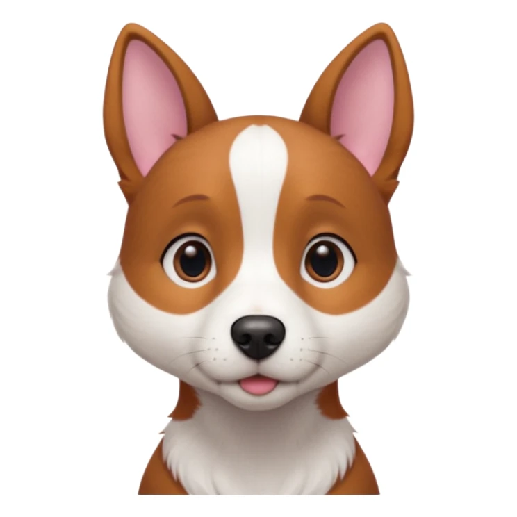 Medium-sized dog with a slim build and short reddish-brown fur. She has large upright ears with a soft expression, slightly graying around her muzzle and eyes, and a pinkish nose. Her chest features a white patch in the shape of a vertical stripe, and her tail is thin and slightly curved. sticker