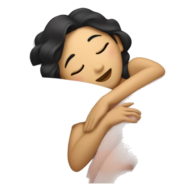 rich asian girl sleeping in bed sticker