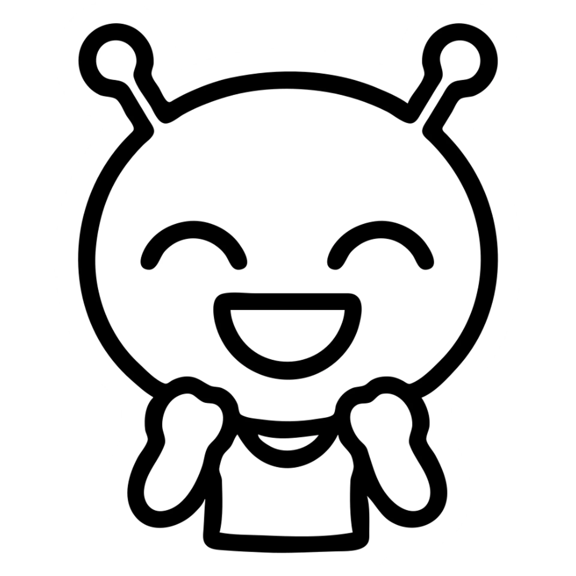 Make the chibi alien emote look happy, keeping it cute and expressive in an outlined icon style with no background. sticker