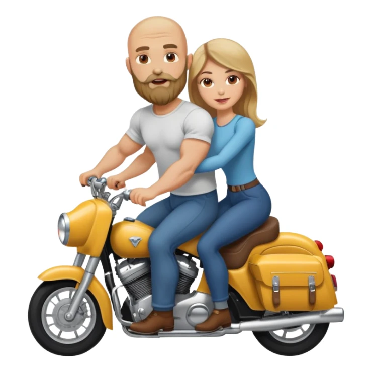 Beautiful dark blonde riding her muscular bald beard husband sticker