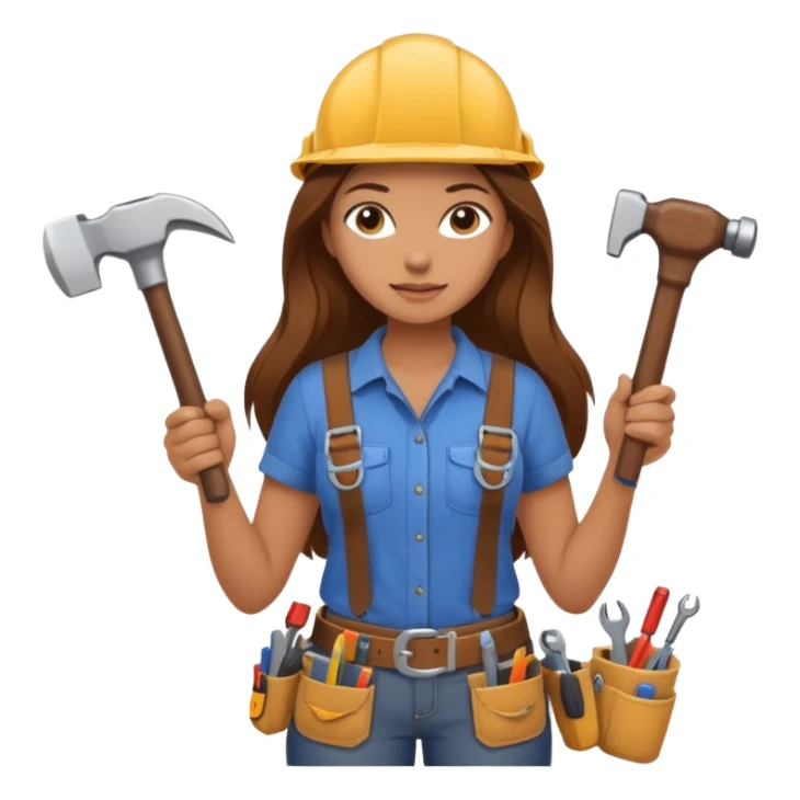 beautiful girl with long brown hair constructing new bedroom sticker