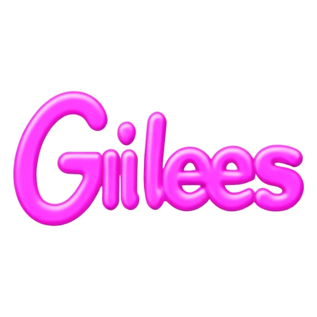 Pink neon sign with the word Giles sticker