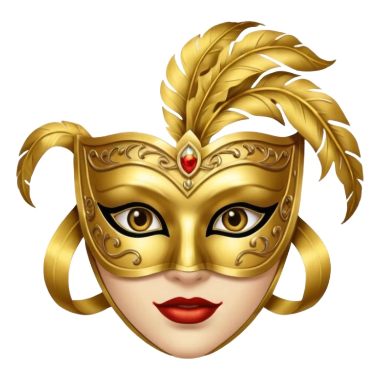 gold masquerade mask with lilia sticker