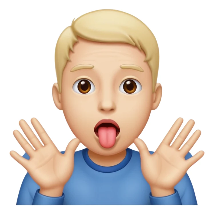 Tongue sticking out with hands to the side sticker