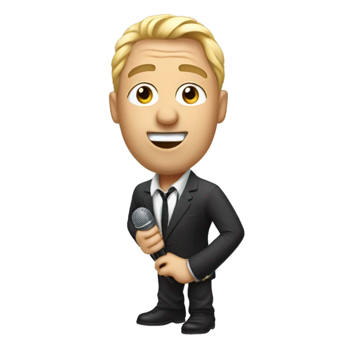 white french with mic standup comedian with micro sticker