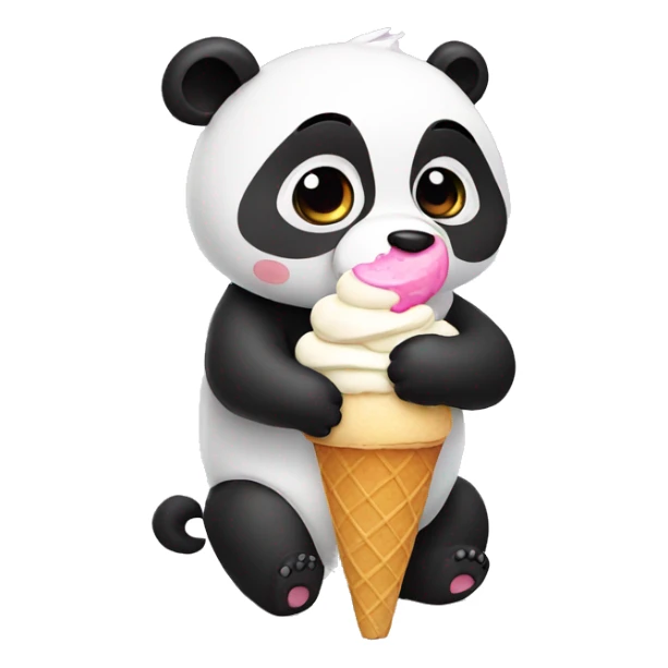 Panda eating ice cream sticker