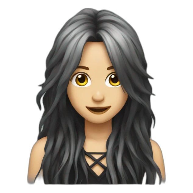 metal singer long hair black sticker