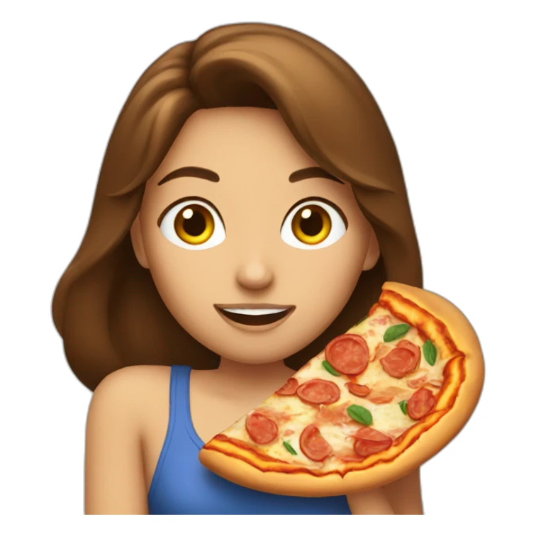 Brunette eating Pizza sticker