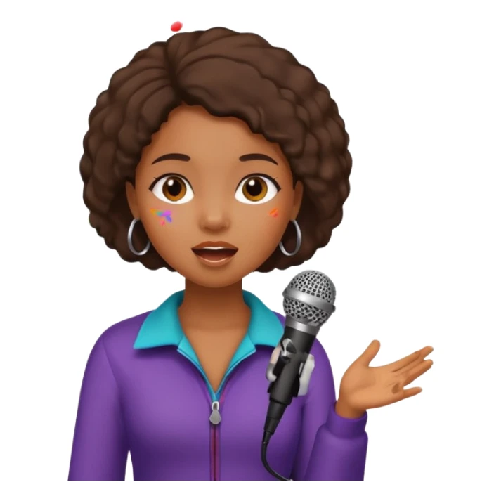 African American girl singing with microphone in her hand Abe music notes everywhere sticker