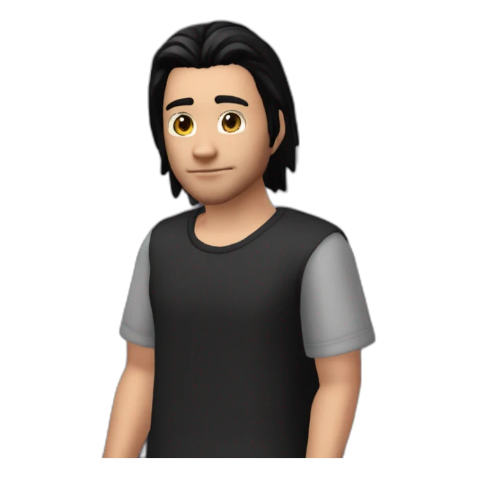 Sims+4+Anime+Mortimer+Goth-Man-dark-hair-black-tshirt+perfectly-centered sticker