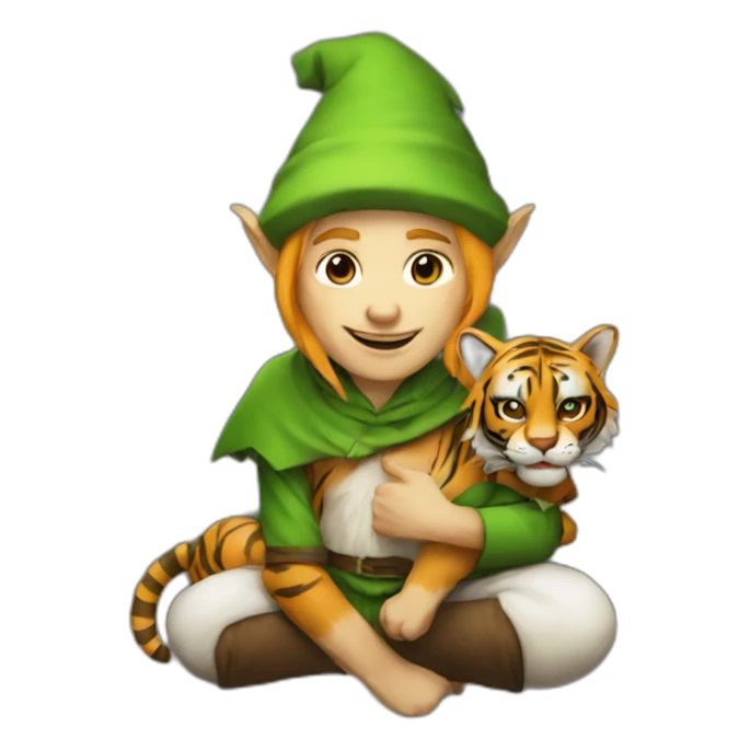 Lutin avec un tigre sticker