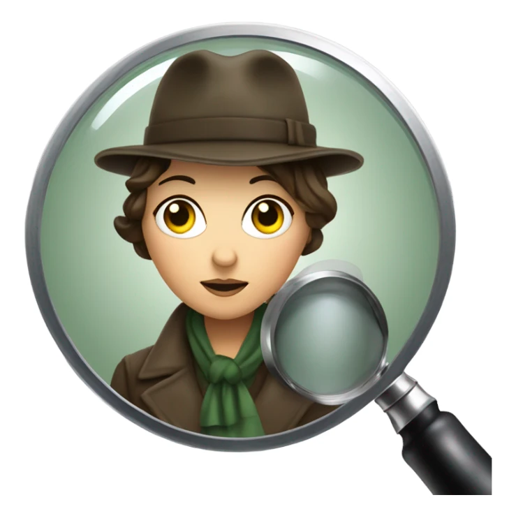 Female Sherlock holmes in deer stalker hat looking through magnifying glass sticker