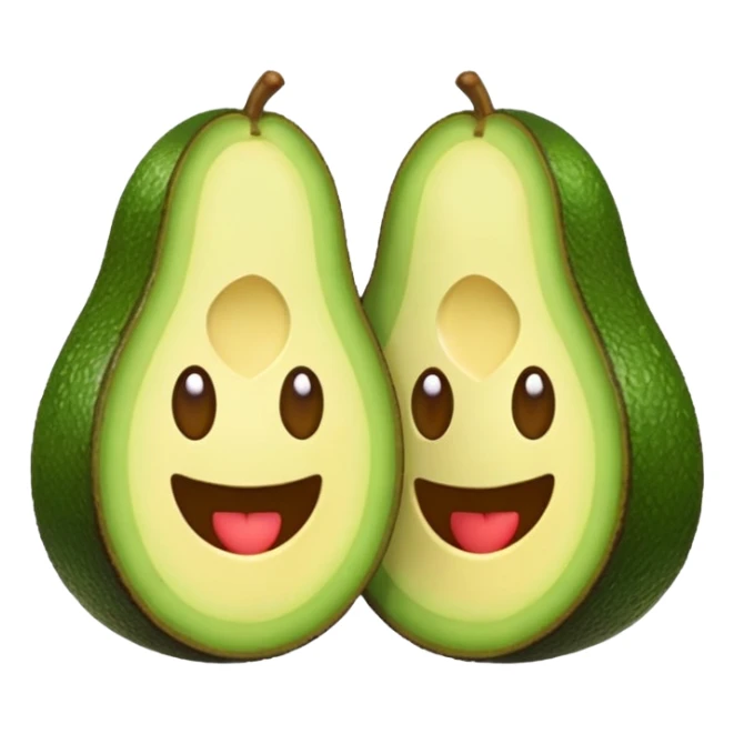 ios style emoji of two avocado halves with faces and hearts above them sticker