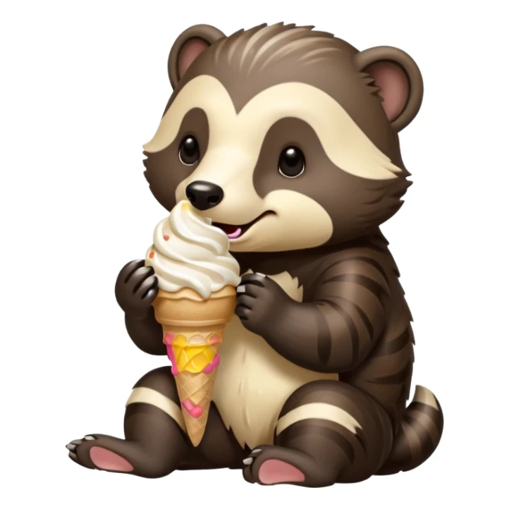 dondurma yiyen bal porsuğu sticker