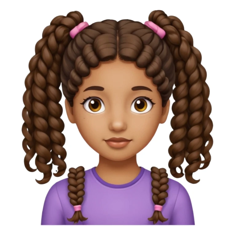 Half up half down  pigtails curly hairbrown girl sticker