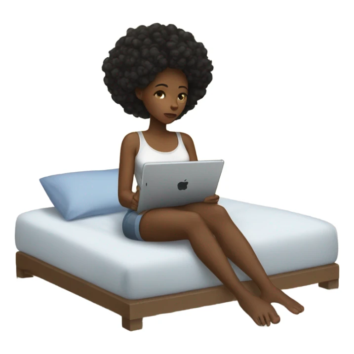 Black girl laying on bed watching iPad  sticker