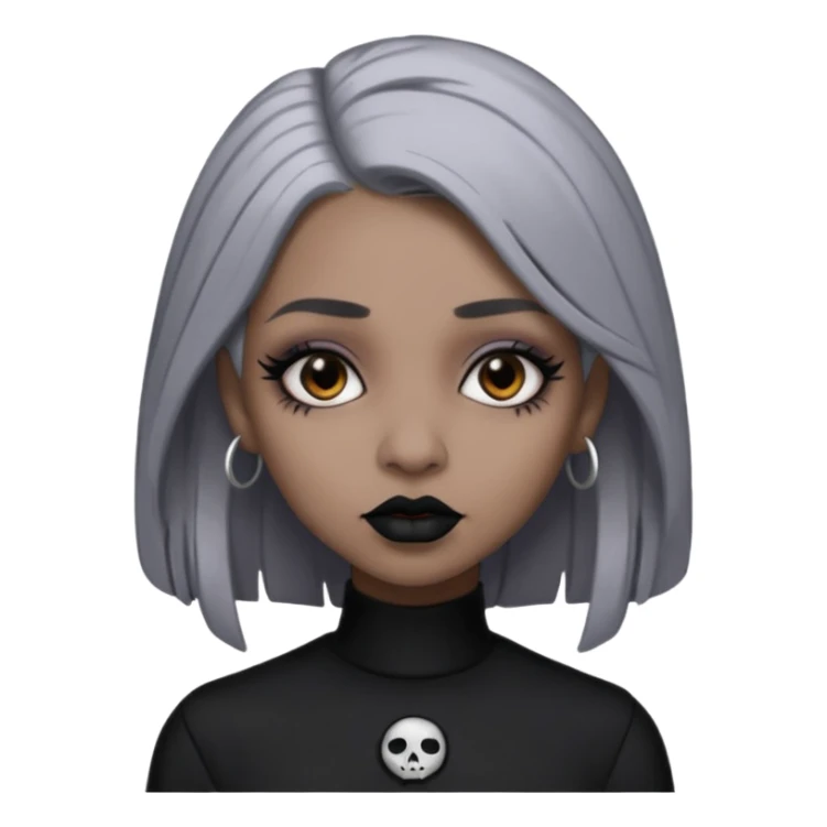 Light cool brown skin grey hair black lips goth girl sticker