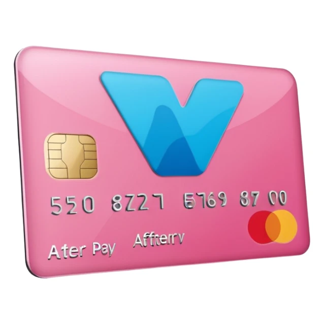 pink big afterpay word on a credit card sticker