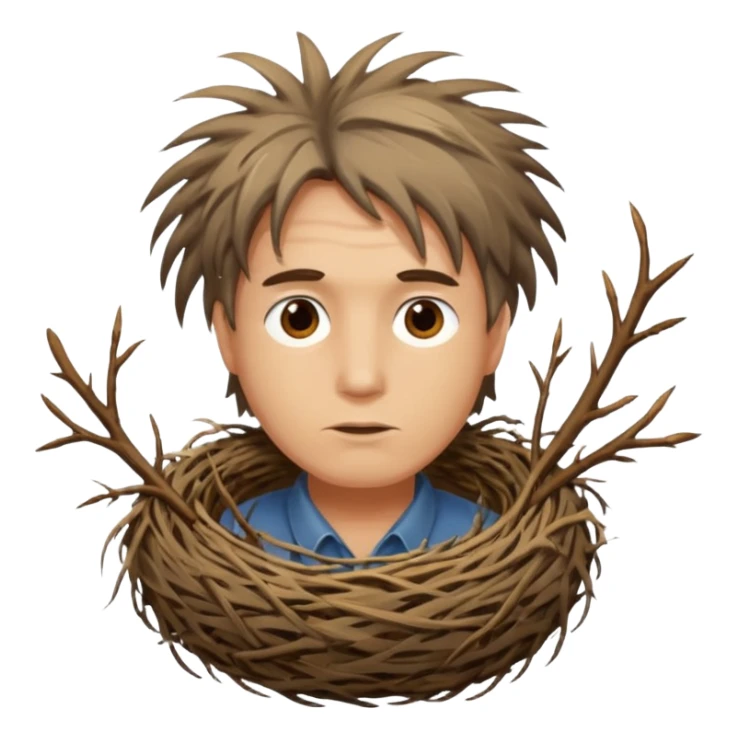 Man who's hair is a Birds nest sticker