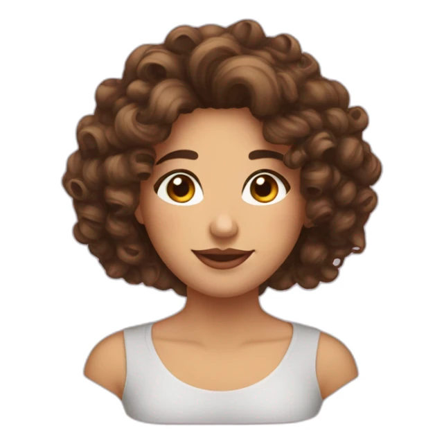 curly brunette hair empanada face with long lashes  sticker