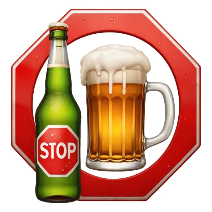 stop sign with beer or alcohol bottle behind it sticker