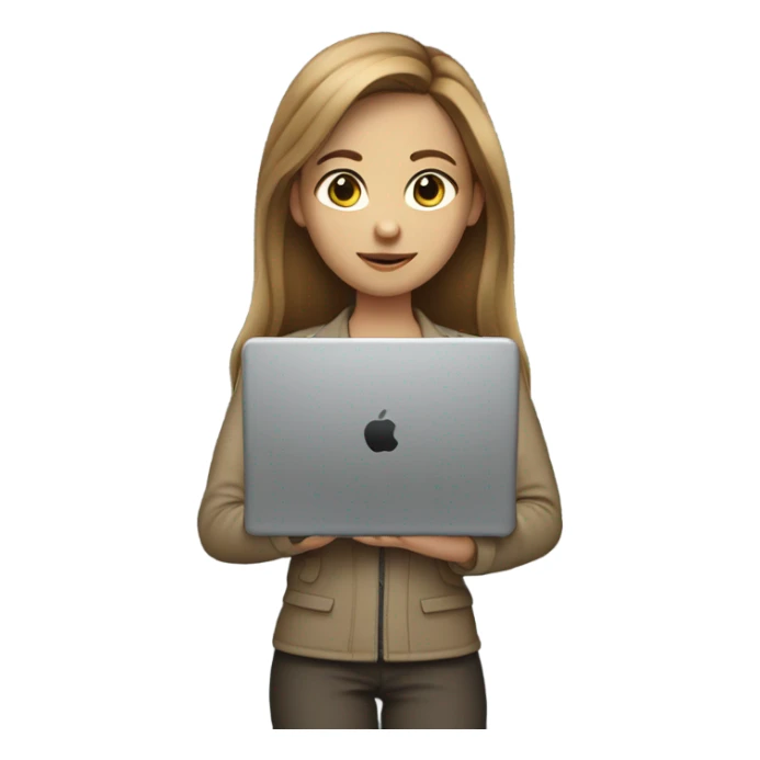 Medium hair light Brown girl, computer science intern with a laptop  sticker