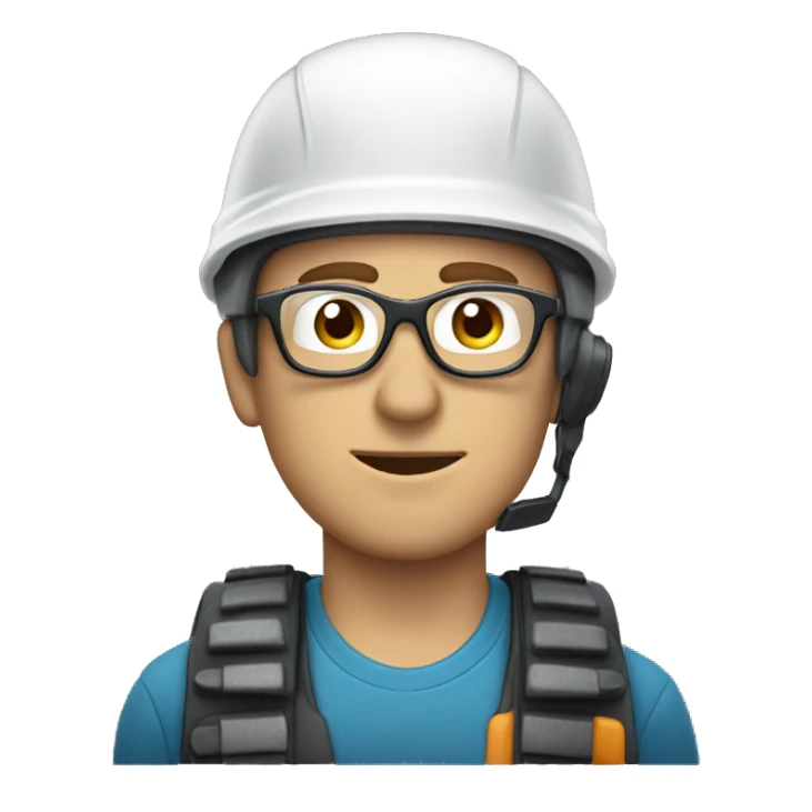 Caucasian man wearing helmet, glases and earplugs sticker