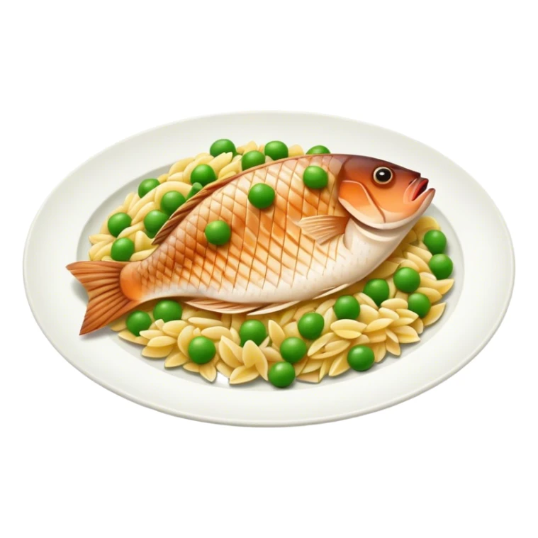 Tilapia with orzo peas and potato sticker