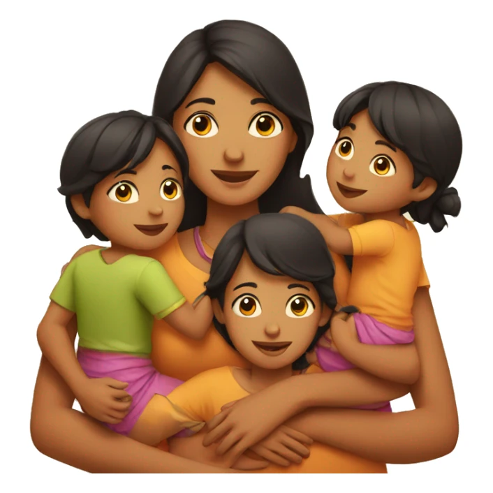 indian mother with kids sticker
