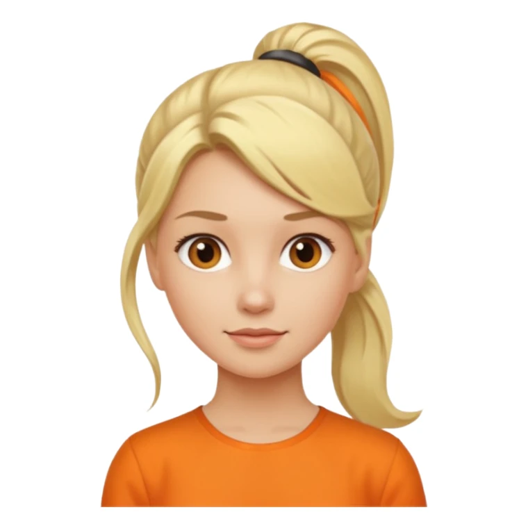 blond woman with ponytail and orange blouse sticker