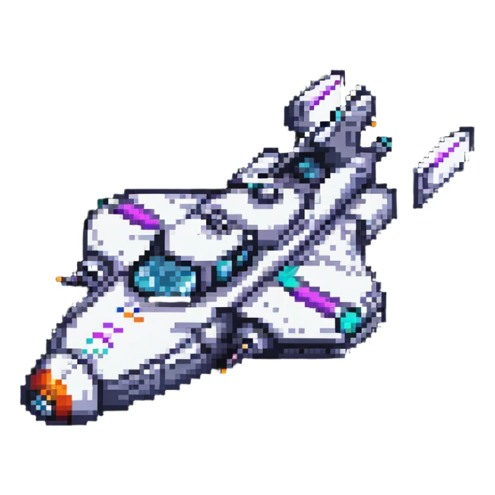 retro space cruiser with rounded edges and colorful details sticker