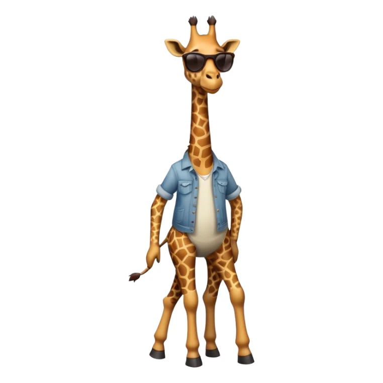 friendly anthropomorphised giraffe in casual clothing with a different color, wearing dark sunglasses, walking upright in standard pose sticker