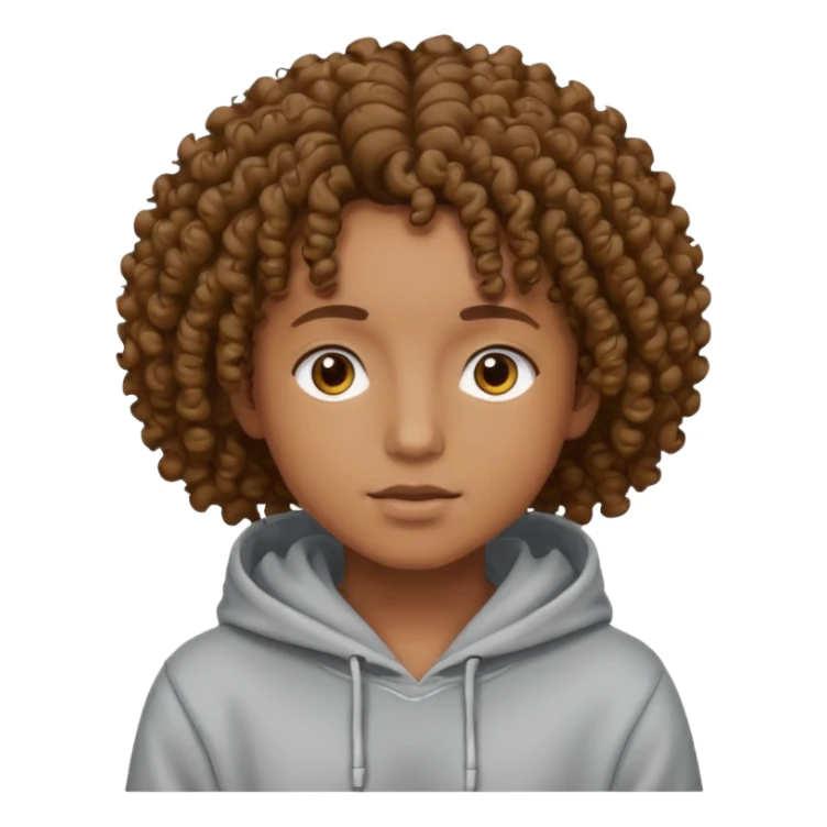 Gut wearing a hoodie with curly hair sticker