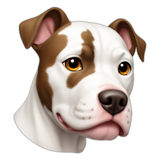 white pitbull dog with big brown spot in the face sticker