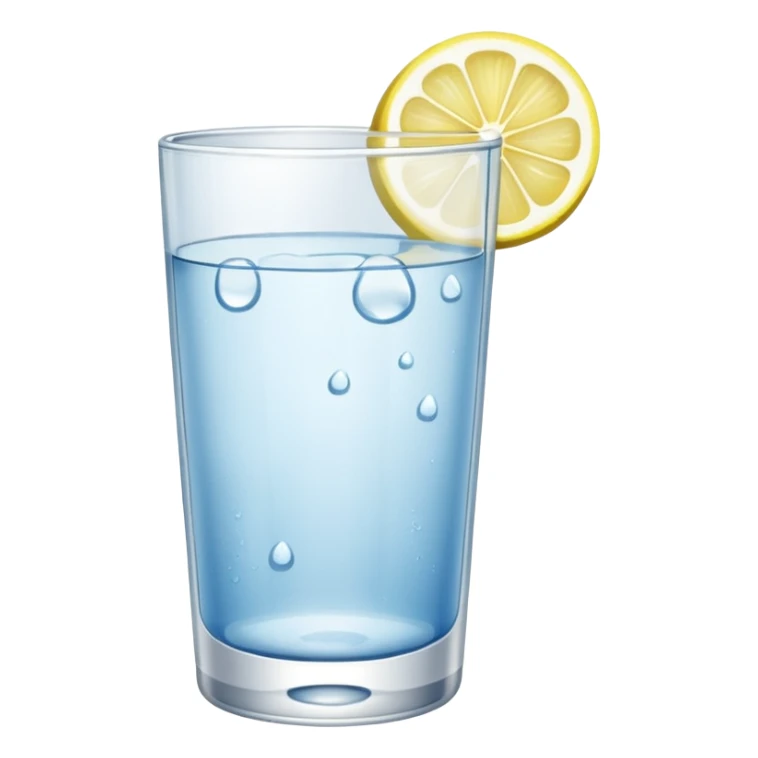 a glass of water with lemon sticker