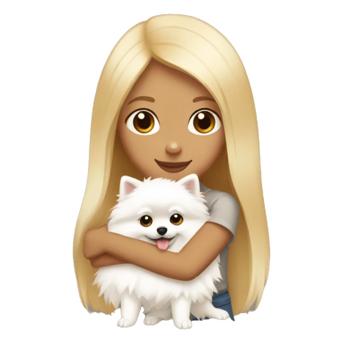 Blond girl hugging white Pomeranian and brown Pomeranian  sticker