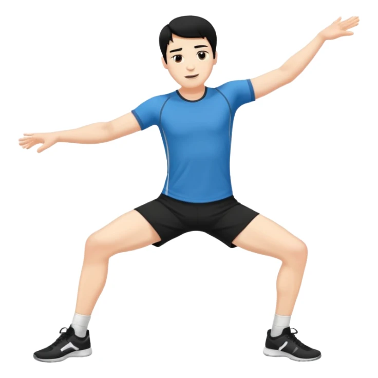 Hombre blanco pelinegro haciendo estiramientos de piernas sticker