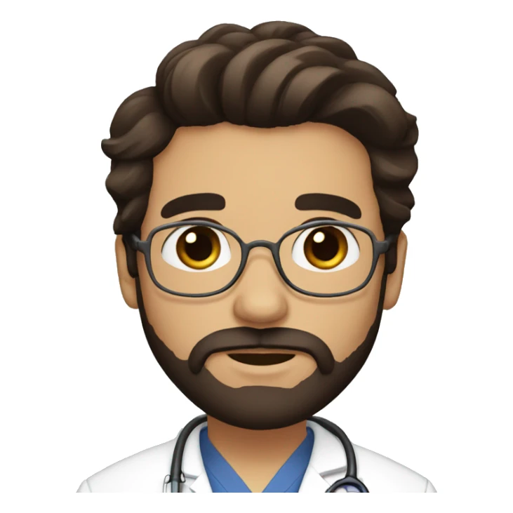 Dark Brown doctor with dark brown hair and beard, big brown eyes sticker