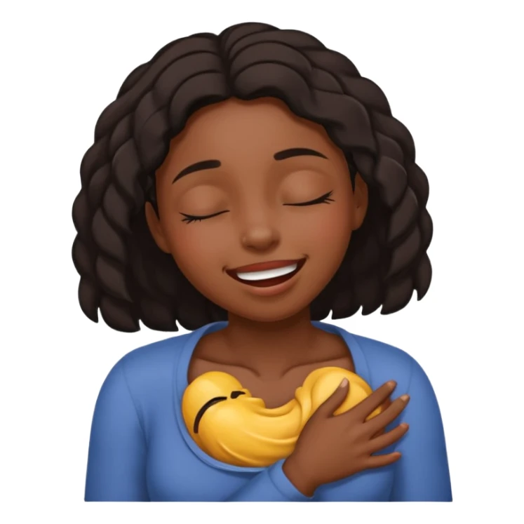 Black girl smiling eyes closed while choking herself  sticker