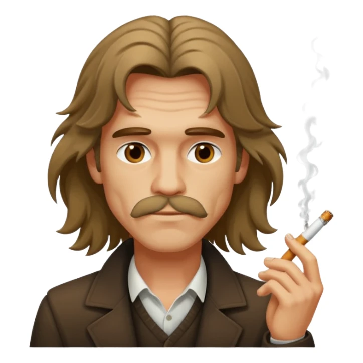 un hombre fumando con greñas  sticker