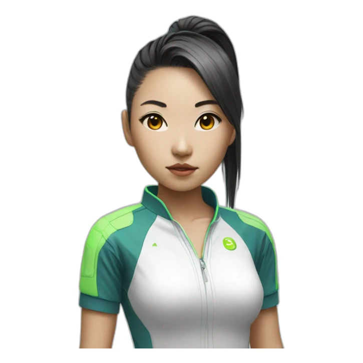 augmented cyberpunk asian girl in tennis uniform sticker