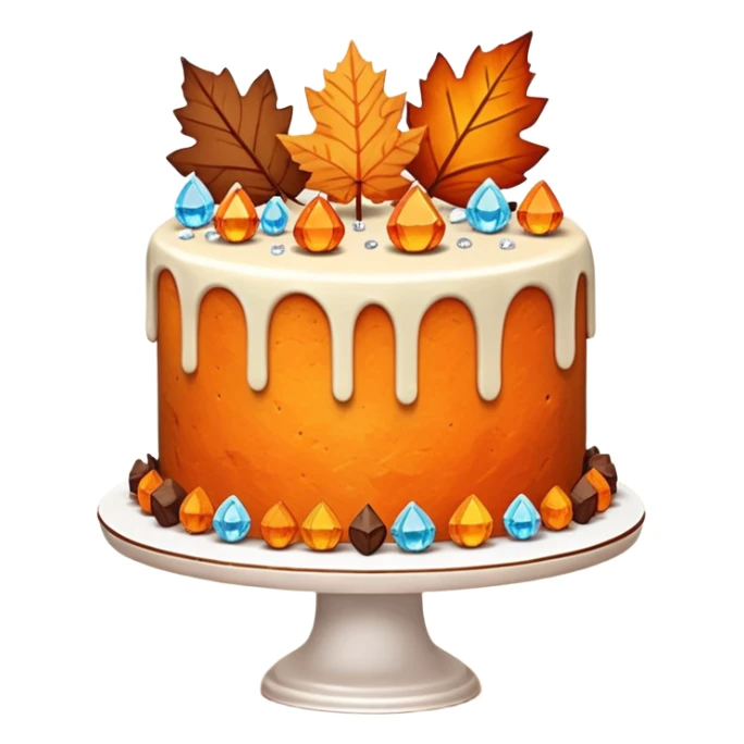 autumn themed cake adorned with raw crystals & leaves  sticker