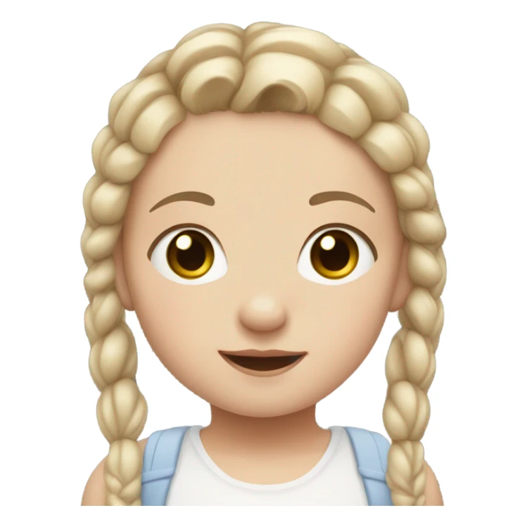 pale white toddler girl with brown straight pigtails and big black eyes not blonde no blonde hair NO BLONDE HAIR only brown hair  sticker