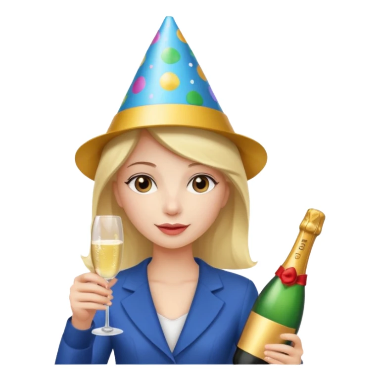 girl with Champagne bottle with party cap, only holding bottle. sticker