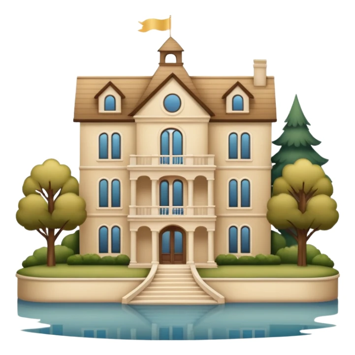 3 story beige mansion with lake, no towers or steps sticker